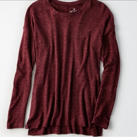 American Eagle Outfitters Tops - 3/$15 or 5/$25 American Eagle Outfitters Soft & Sexy Plush Burgundy Long Sleeve